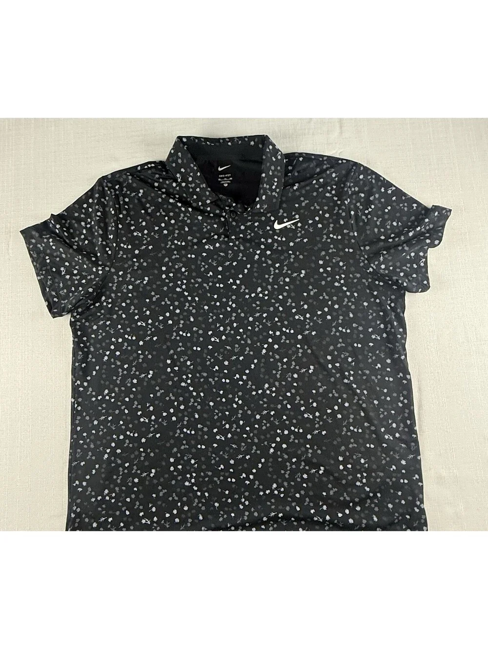 Nike Dri-FIT Polo Shirt Men’s XXL Black Floral Golf Athletic Performance Top